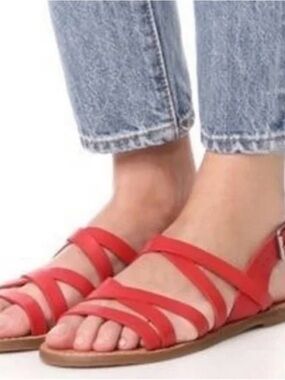 Madewell Red Strappy Flat Sandals